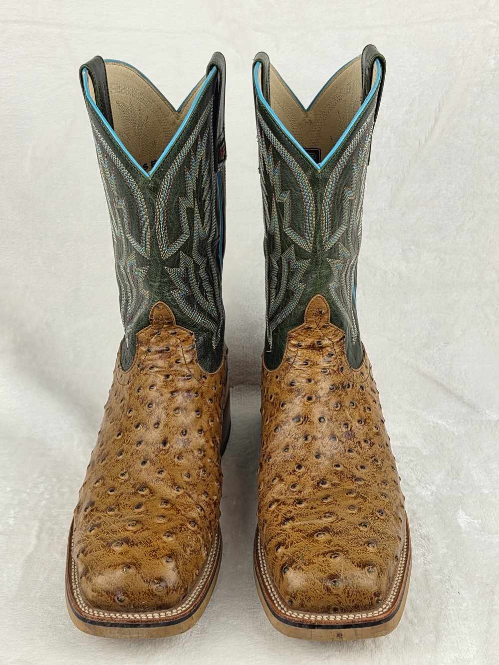 Horse Power HPW2503 Ostrich Print Steel Toe Work Boots Mens 11.5D Honey Green - Picture 2 of 10